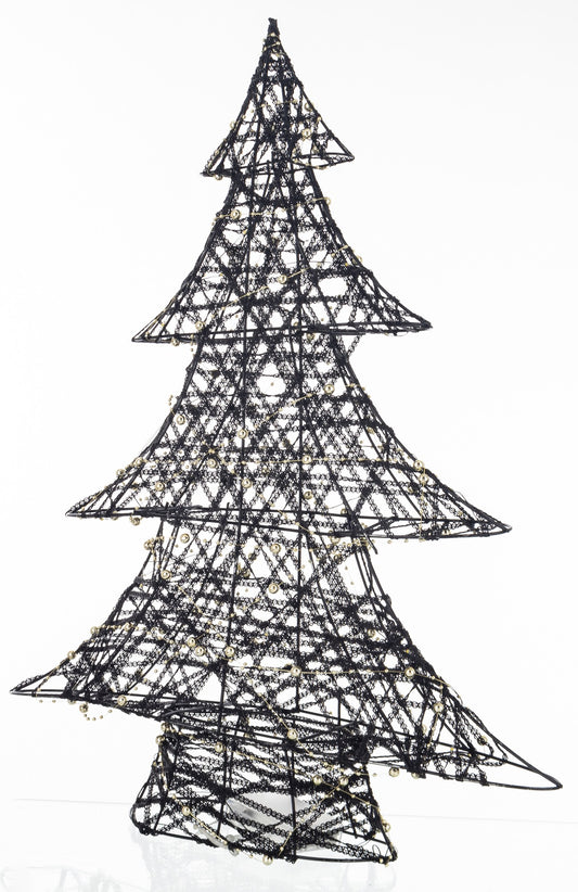 Ozdoba choinka LED z tworzywa czarno-złota 60x47x12 cm