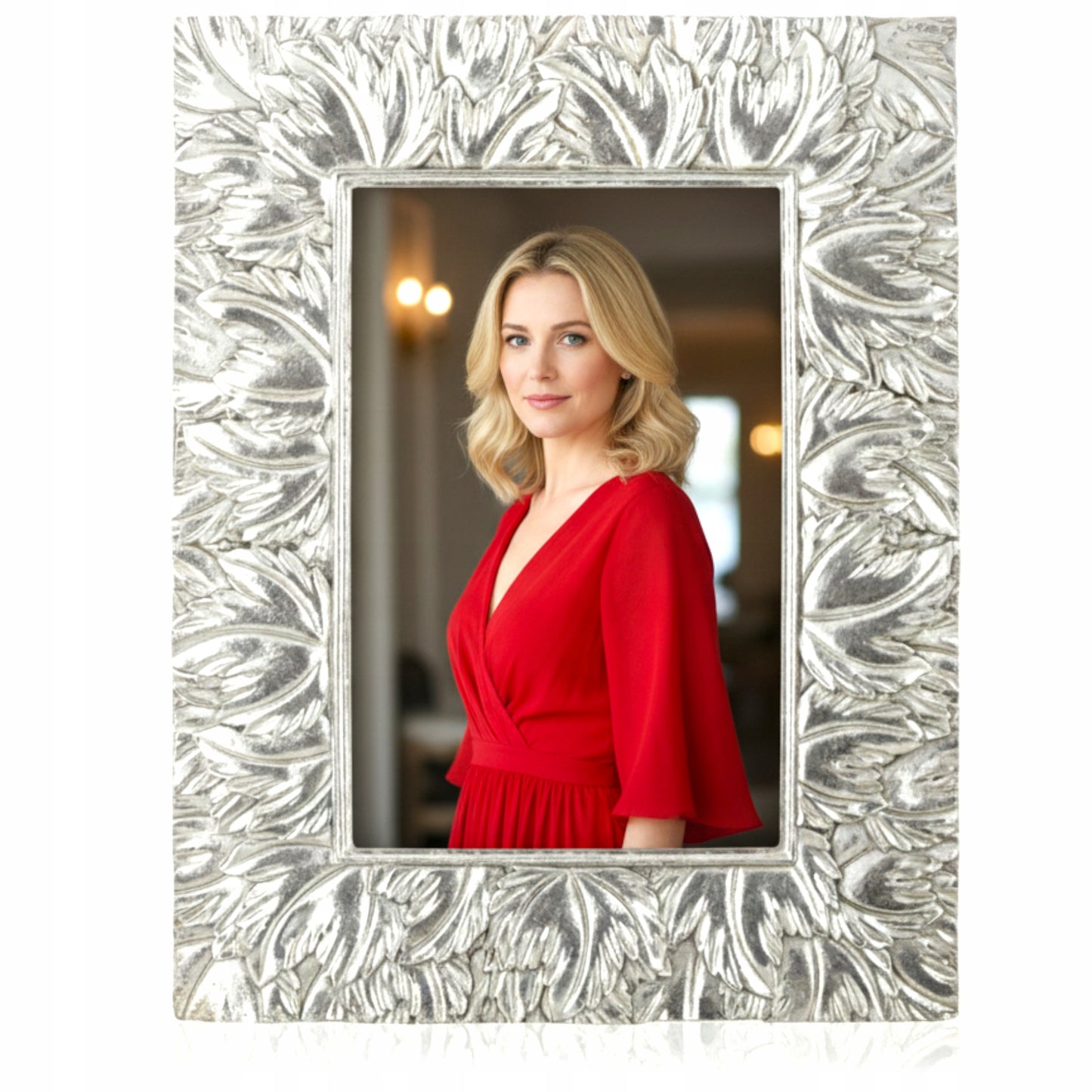 Ramka na zdjęcie 10×15 srebrna Ozdobna ramka dekoracyjna Glamour Vintage