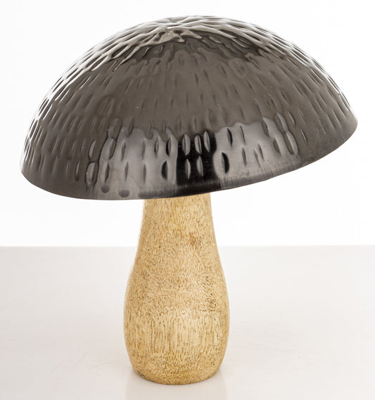 Figurka dekoracyjna grzyb drewniano-metalowa brązowo-złota 16x14x14 cm