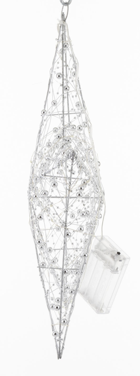 Ozdoba gwiazda LED metalowa srebrna 40x40x9 cm