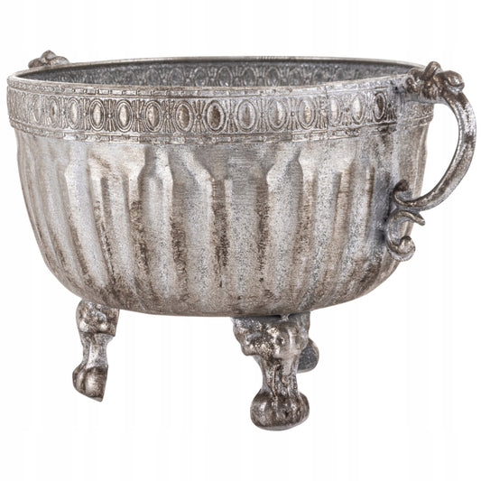 Osłonka srebrna metalowa wazon retro vintage 21x34 cm