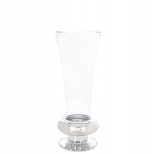 Wazon szklany przezroczysty srebrny duży 30,5cm glamour