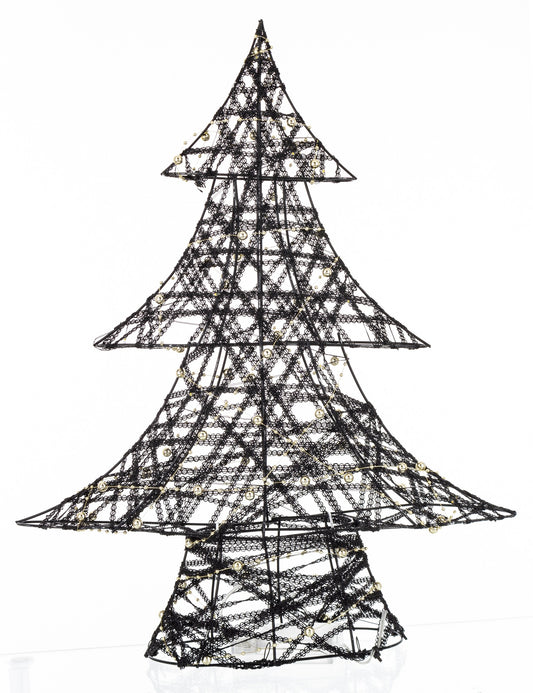 Ozdoba choinka LED z tworzywa czarno-złota 49x38x10 cm
