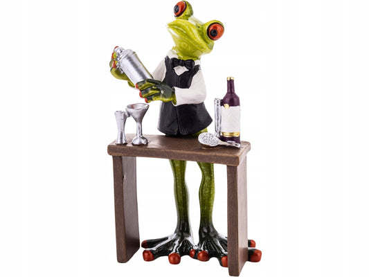 Ozdobna Figurka żabka Żaba Barman z shakerem do drinków