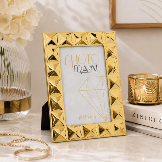 złota ramka na zdjęcia 10x15 glamour