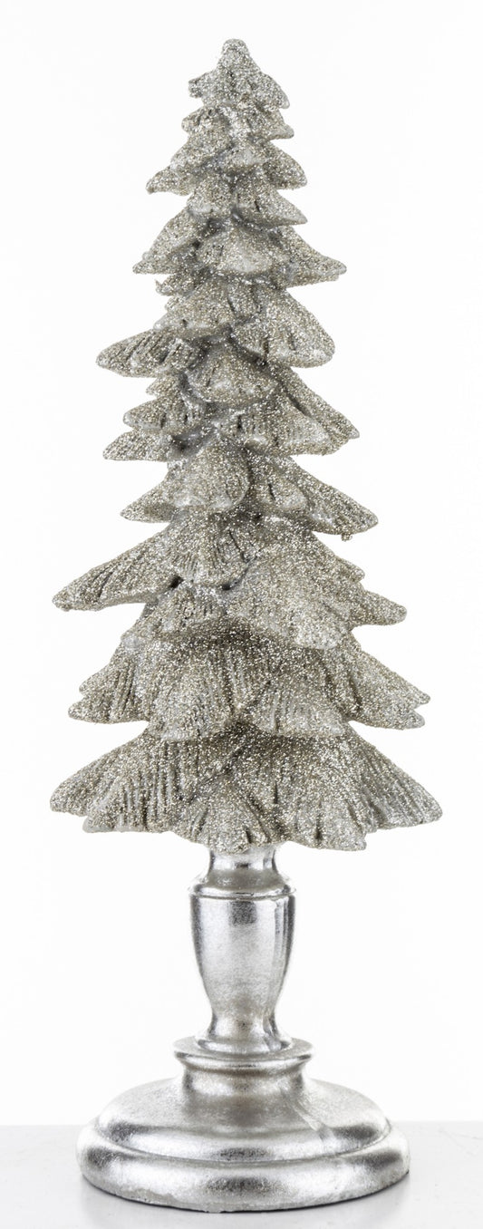 Figurka świąteczna choinka srebrny tworzywo sztuczne 32,5x11,5x11,5 cm