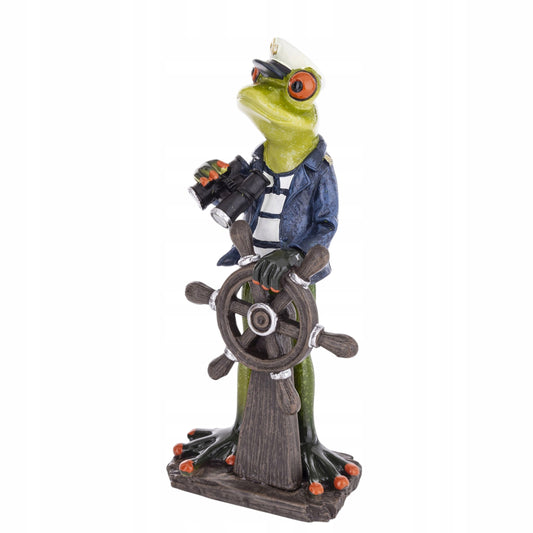 Ozdobna Figurka 18x9x6,5cm - Żaba marynarz Kapitan żabka na morzu