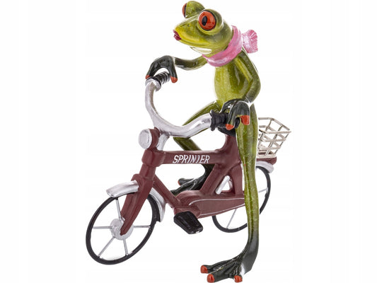 Ozdobna Figurka 16,5x11,5x15,5cm - Żaba na rowerze