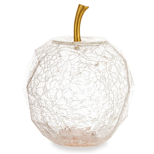Ozdoba szklana jabłko LED przeźroczysty szkło 19x14x14 cm
