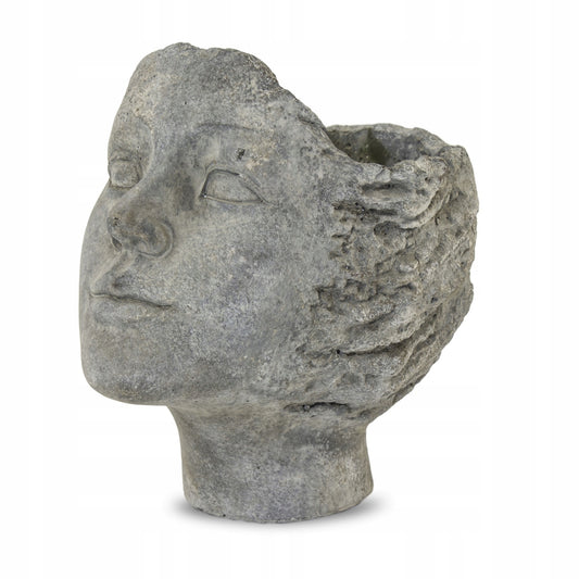 Osłonka betonowa głowa szara doniczka19 cm beton szary