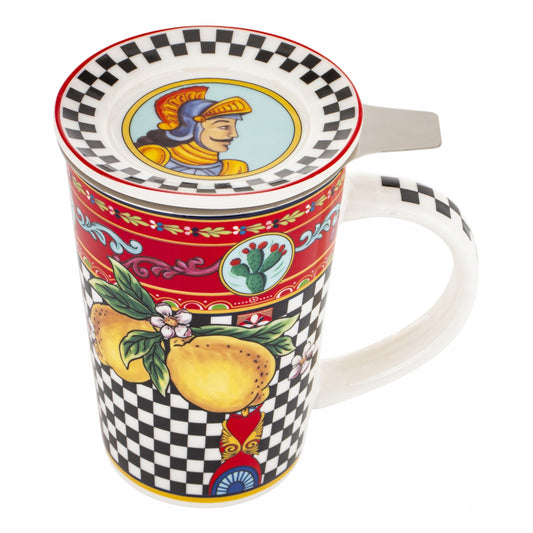 Kubek z zaparzaczem w pudełku prezentowym porcelanowy 400 ml