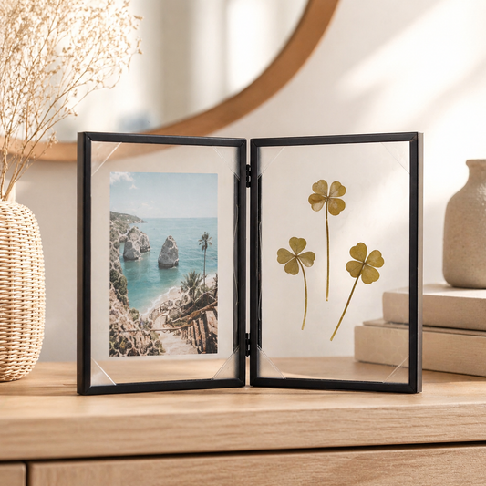 Ramka na Zdjęcie podwójna czarna float 10x15 cm na 2 zdjęcia pływająca loft