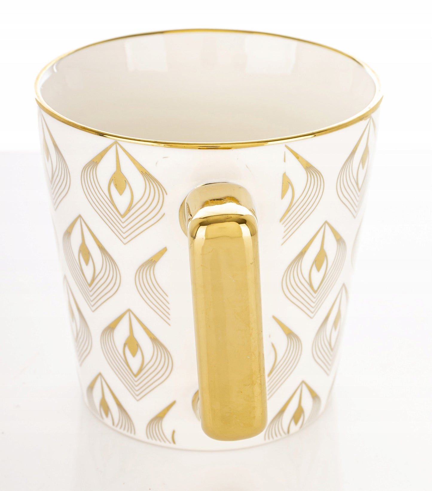Porcelanowy Kubek elegancki złote ucho 310ml gustowny na prezent