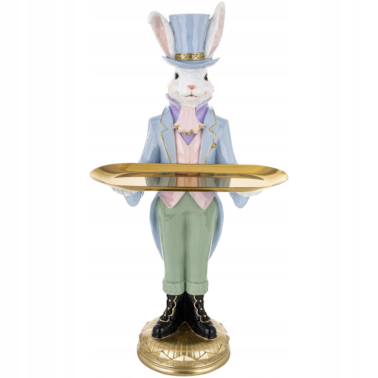 Figurka królik z tacą dekoracja zajączek Wielkanoc wiosna XXL 59,5 cm