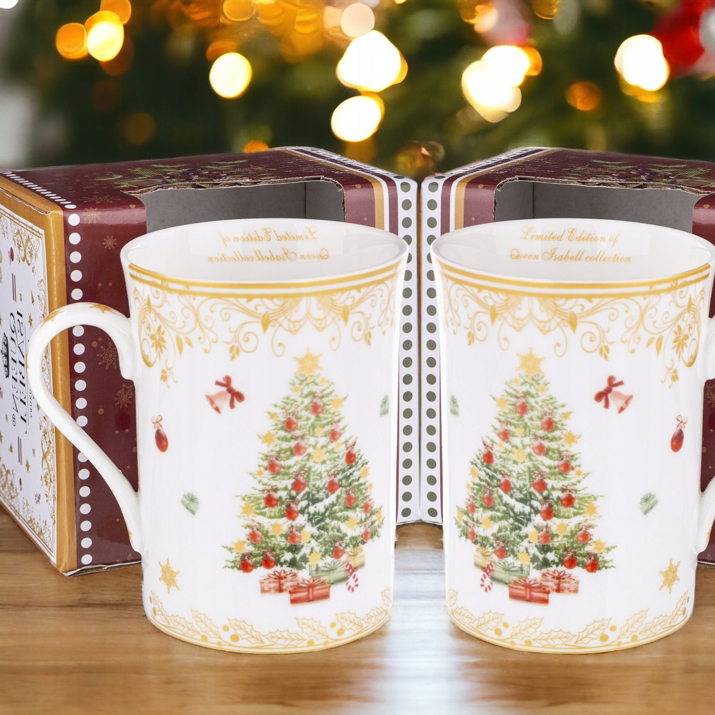 Porcelanowy Kubek świąteczny w pudełku ozdobnym prezent mikołajki