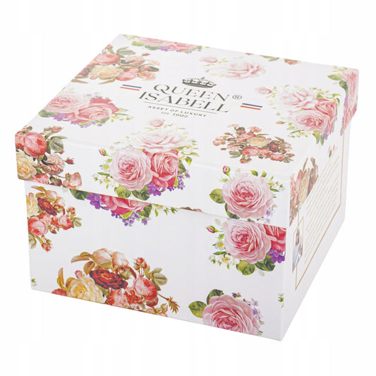 Kubek porcelanowy 400 ml w róże elegancki kubek kwiatowy prezent w pudełku