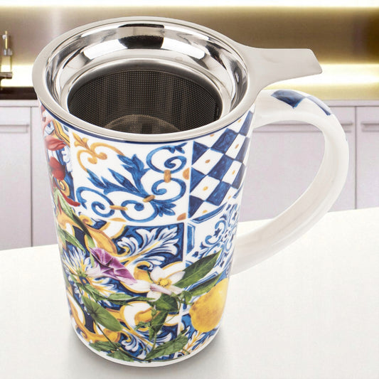 Kubek z zaparzaczem w pudełku prezentowym porcelanowy 400 ml