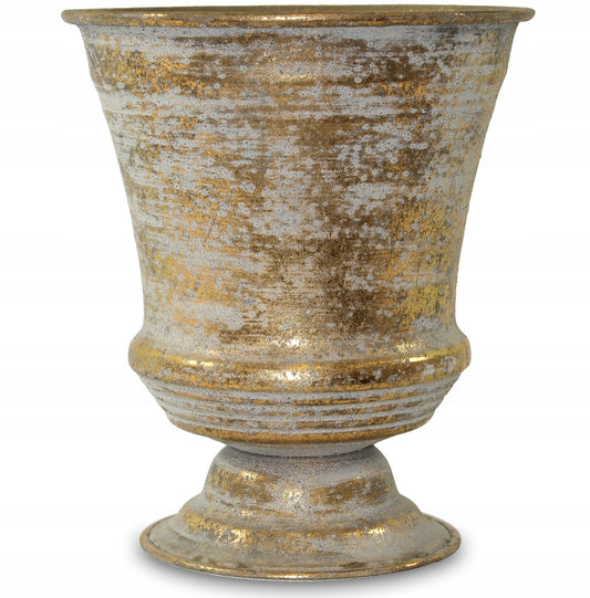 Osłonka 18,5 x 16 cm metalowa złota postarzana styl indyjski