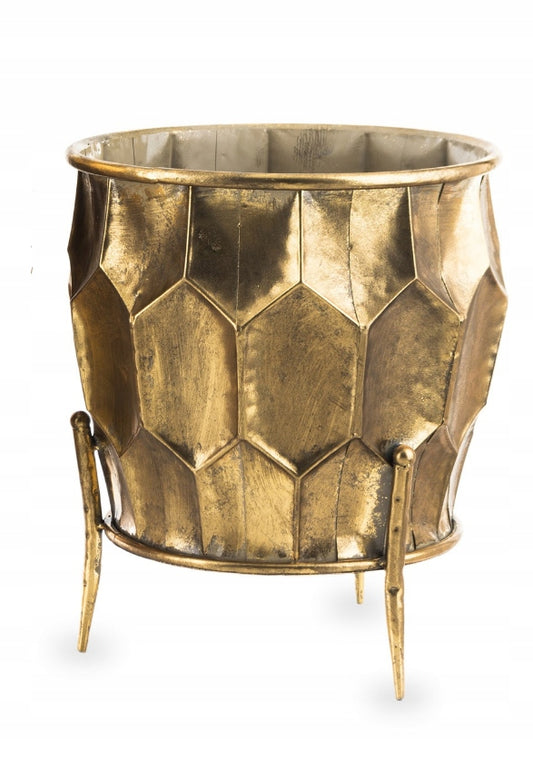 Osłonka na nóżkach donica doniczka 35,5 x 30 cm metalowa złota