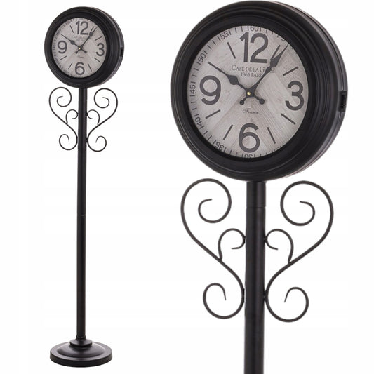 Zegar podłogowy metalowy czarny mat na nodze loft retro 151cm