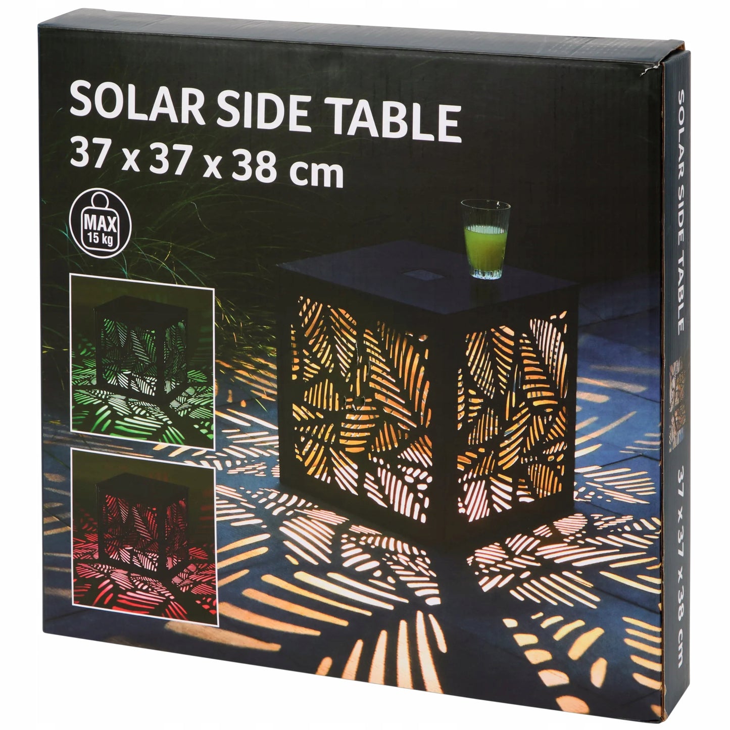 Stolik solarny metalowy ogrodowy balkonowy na taras LED lampa solarna