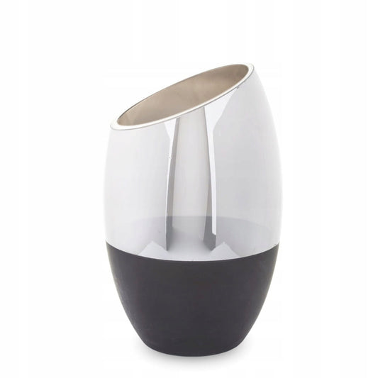 Wazon Szklany Srebrno-Czarny - Wysokość 22 cm glamour
