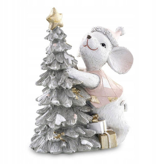 Figurka świąteczna Myszka z choinką mysz 11 cm