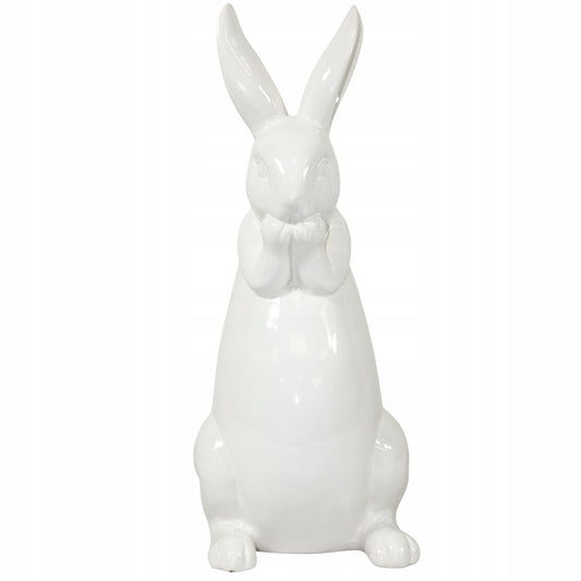 Figurka zajac ceramiczny bialy dekoracja wielkanocna ozdoba dom 39cm królik