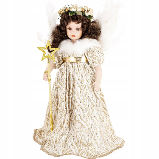 Figurka lalka kolekcjonerska figurka porcelanowa 50x29x26 świąteczna Anioł