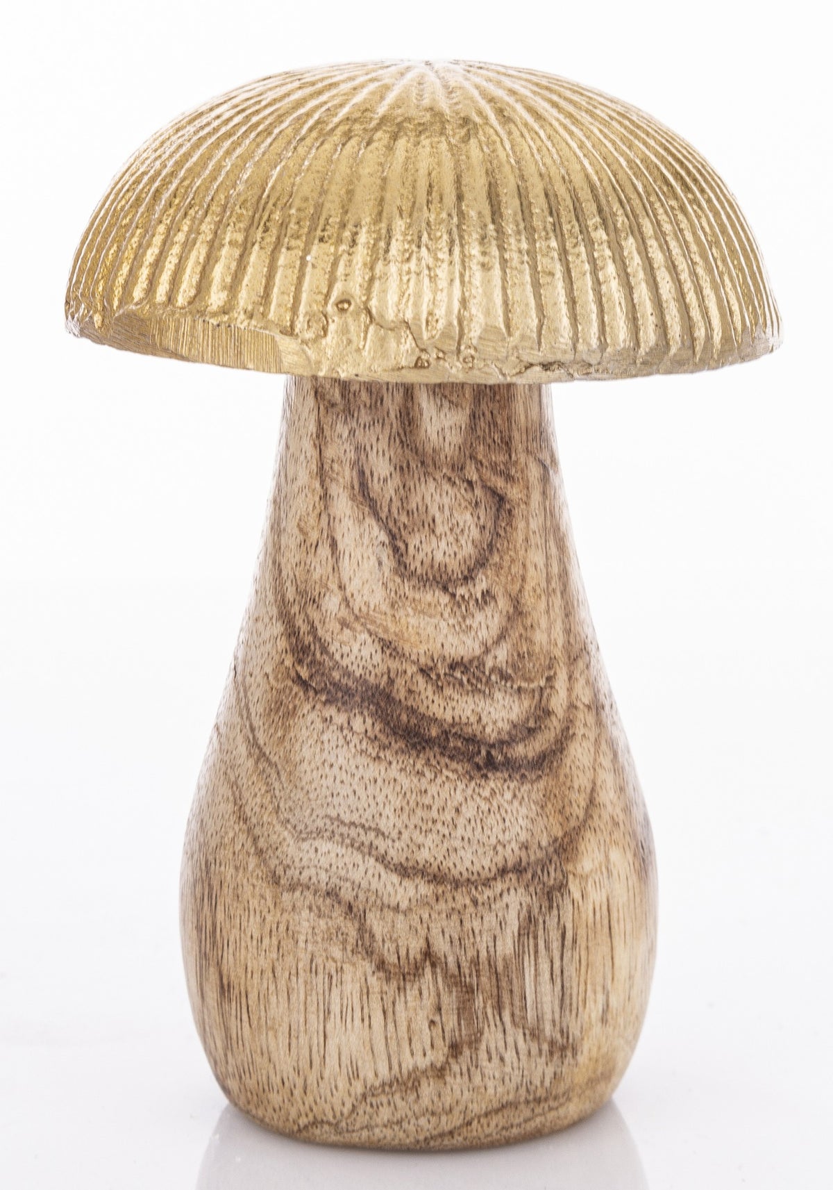 Figurka dekoracyjna grzyb drewniano-metalowa brązowo-złota 10,5x7x7 cm
