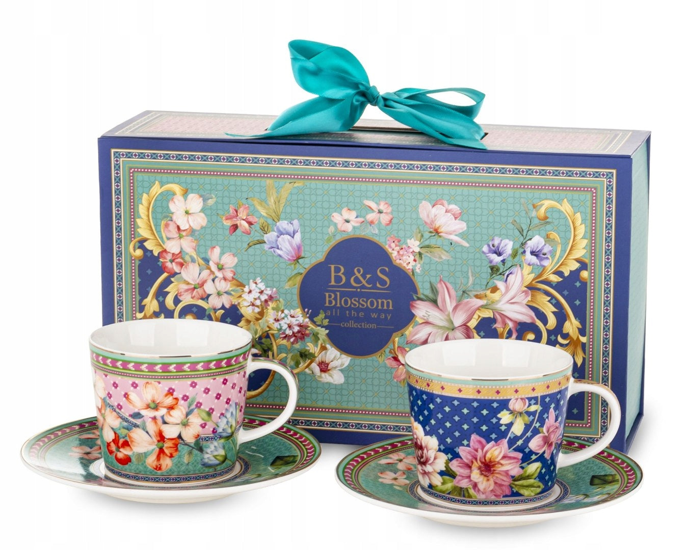 Zestaw Filiżanek ze Spodkiem 2 szt. 220 ml komplet porcelanowy kawowy