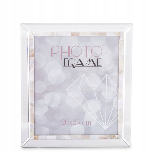 Ramka na zdjęcie 25 x 20 cm glamour srebrna lustrzana