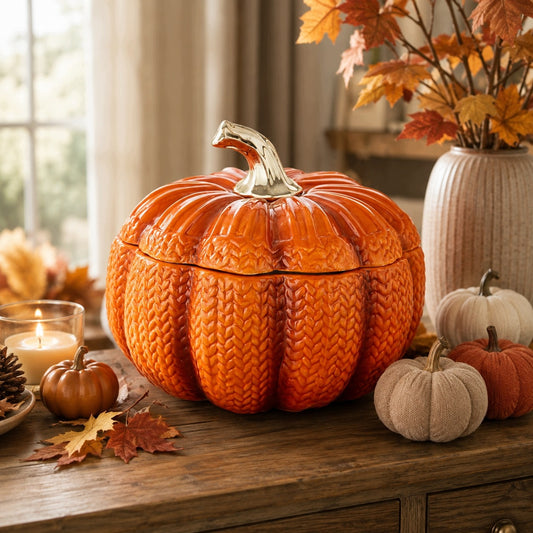 dynia pojemnik dekoracyjny ceramiczny Figurka jesienna ozdoba halloween 16