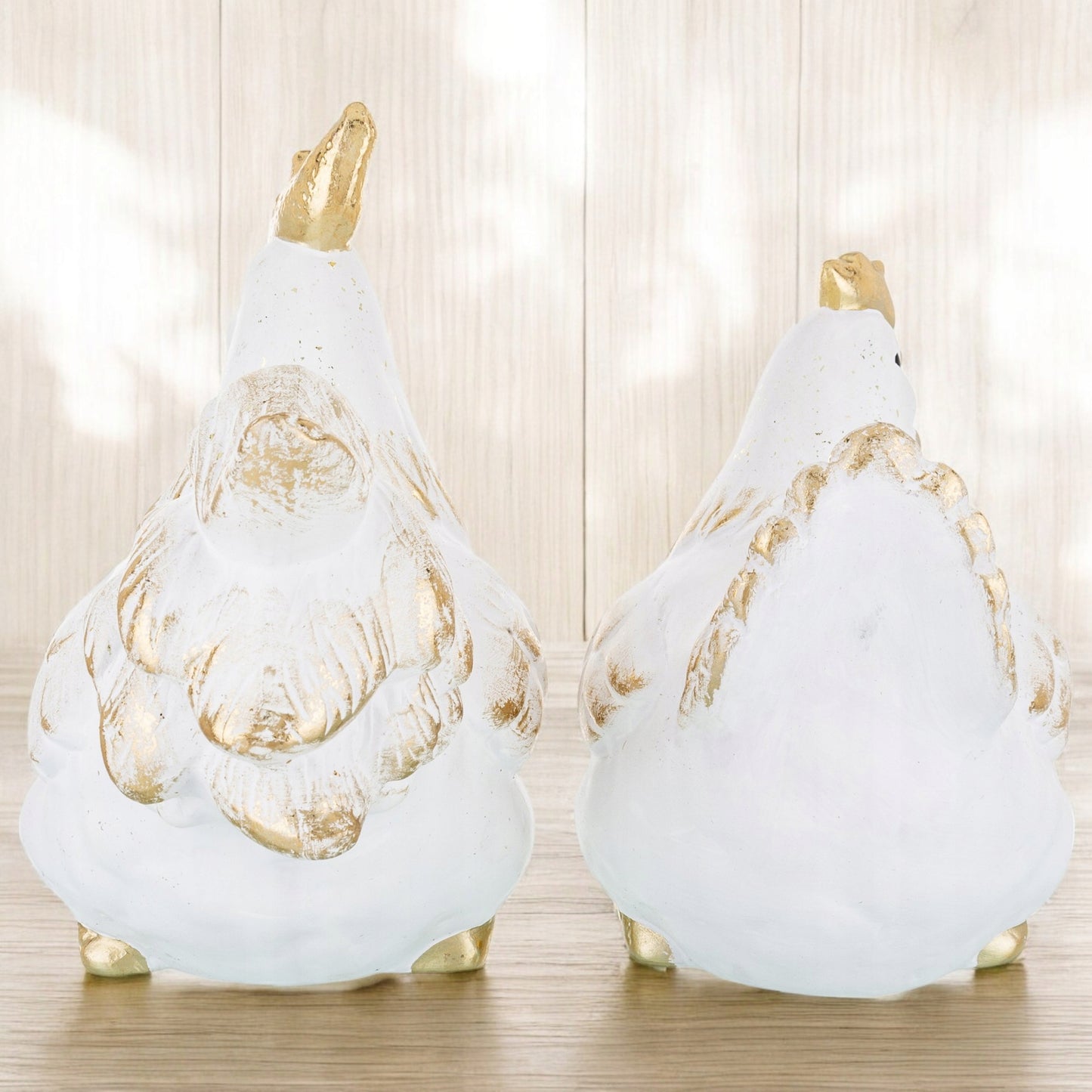 Kogut i Kura Komplet Figurka wielkanocna biało-złota 22cm ozdoba zestaw