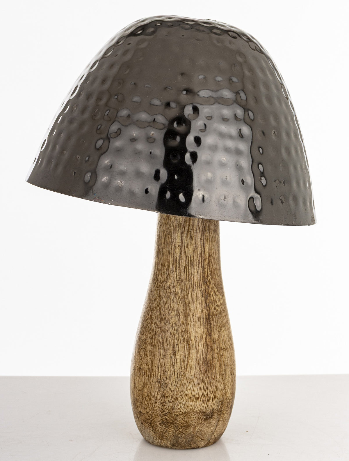 Figurka dekoracyjna grzyb drewniano-metalowa brązowo-złota 25x16x16 cm