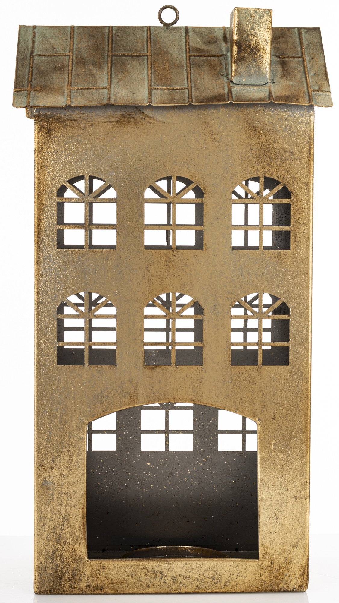 Figurka świąteczna Dekoracja Metalowa Domek złoty 45x23,5x14,5