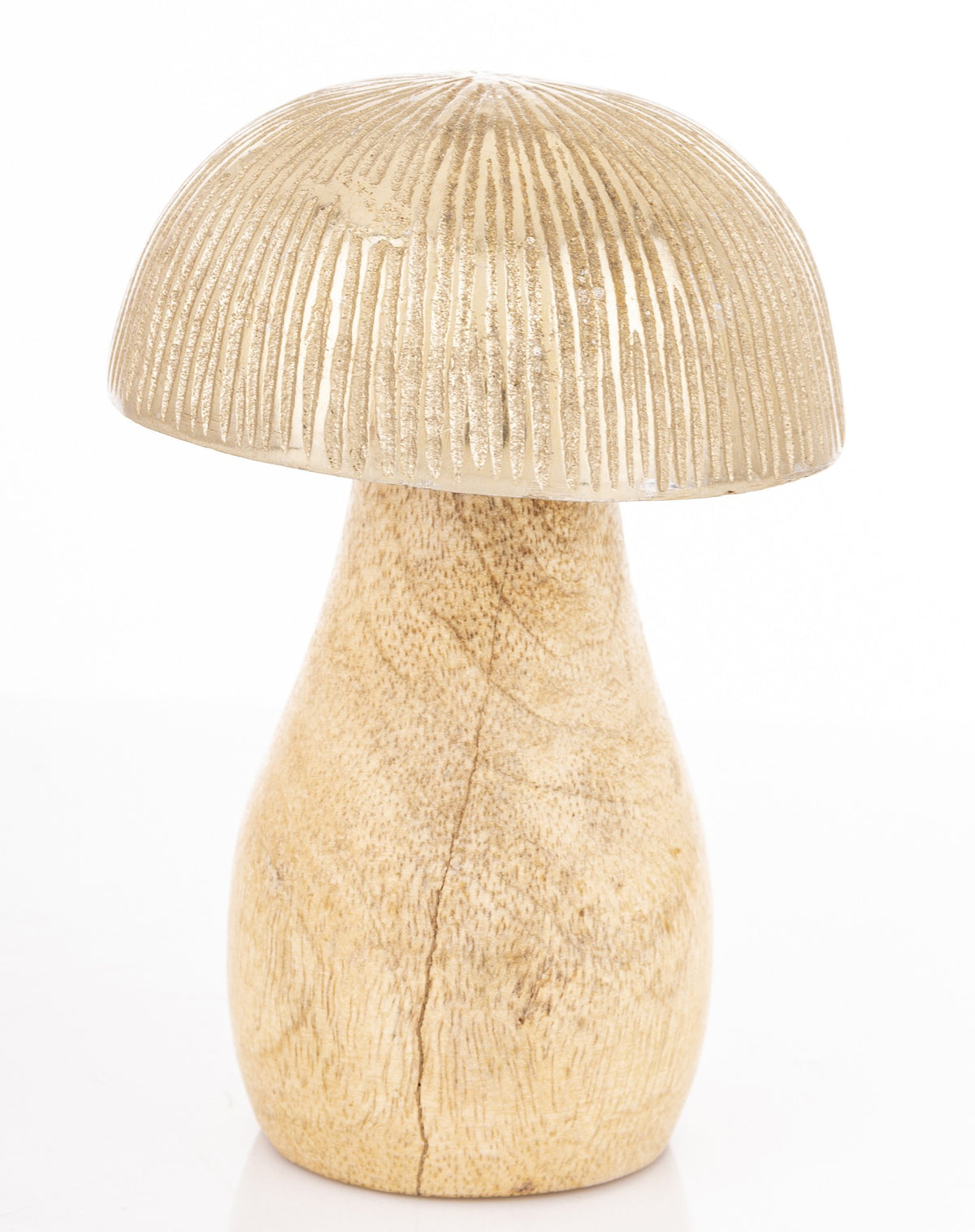 Figurka dekoracyjna grzyb drewniano-metalowa brązowo-złota 13x9x9 cm