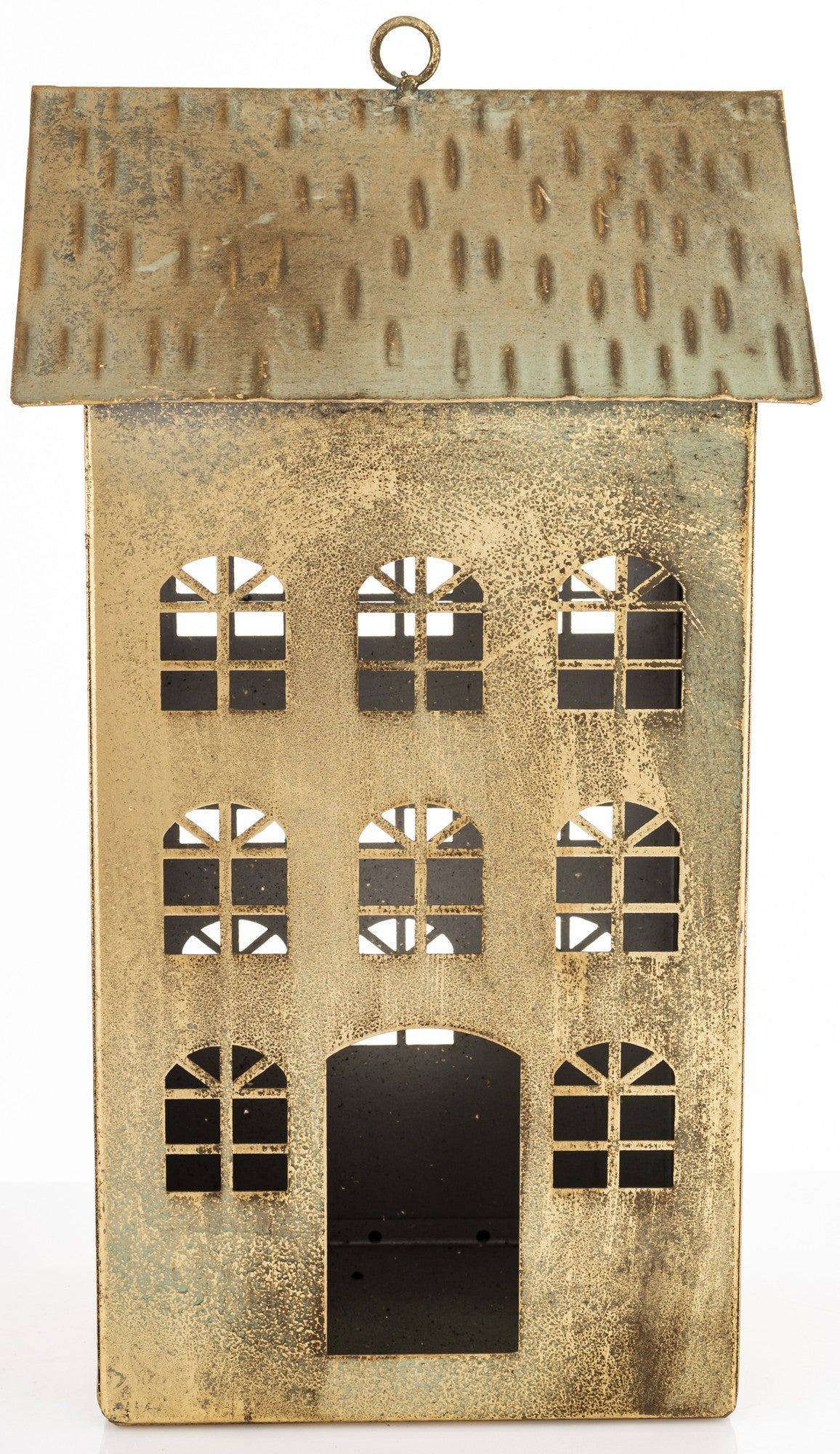 Figurka świąteczna Dekoracja Metalowa Domek złoty 33x18x15