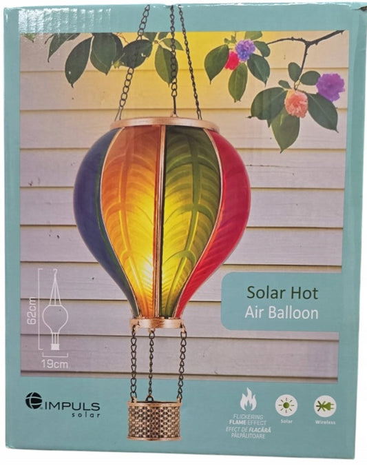 Lampa dekoracyjna solarna balon płomyk led czujnik zmierzchu 19x62 cm