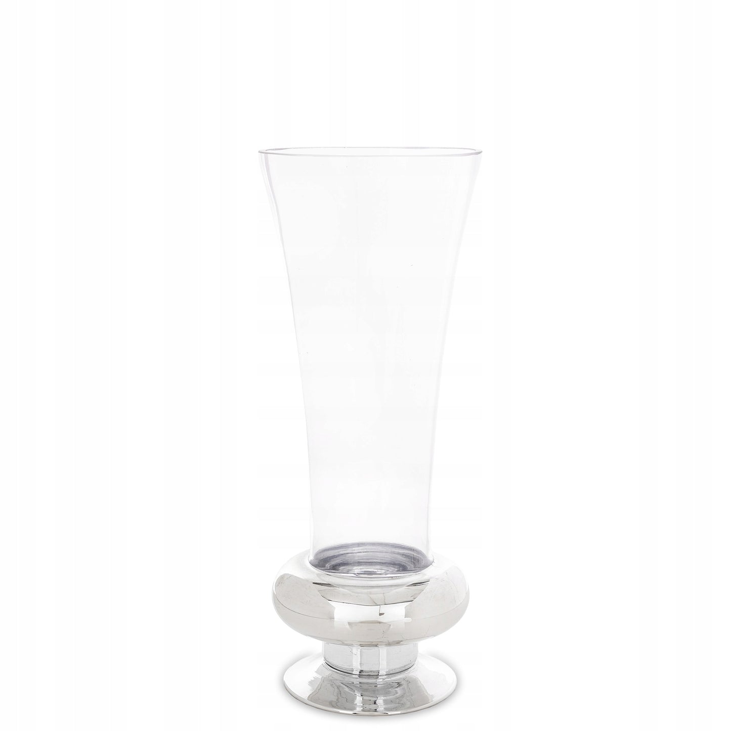 Wazon szklany przezroczysty srebrny duży 30,5cm glamour
