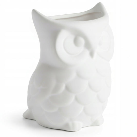 Kominek zapachowy ceramiczny biały sowa figurka podgrzewacz olejków 12 cm