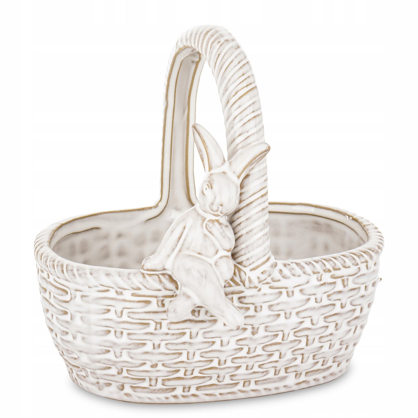 Ceramiczny Koszyk Wielkanocny Porcelanowa Miska Zajączek 17x18x14,5 cm