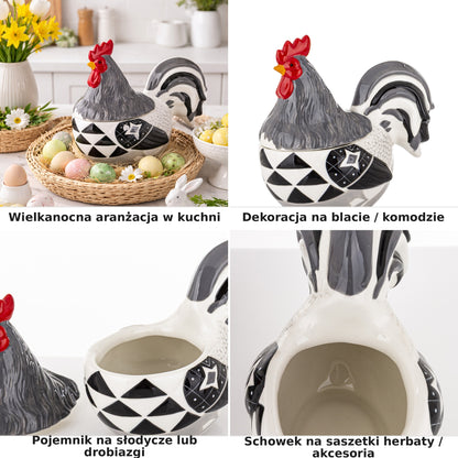 Figurka wielkanocna pojemnik Dekoracja Kogut z pokrywką 22×13×23 cm