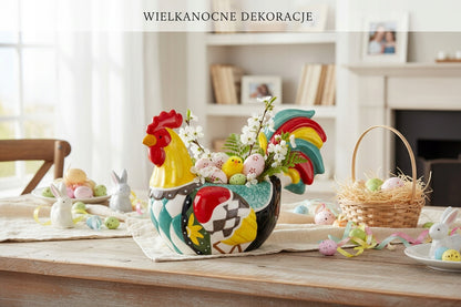 Osłonka Kura 26 cm Kolorowa Doniczka Ceramiczna Wielkanocna ozdoba kogut