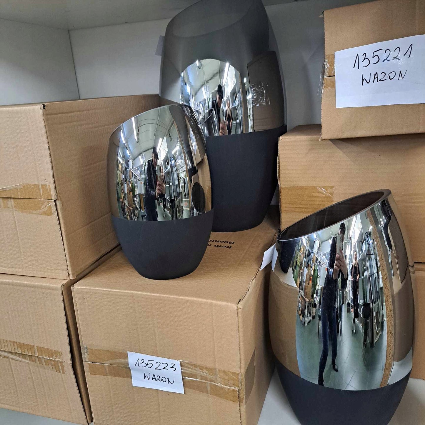 Wazon Szklany Srebrno-Czarny - Wysokość 22 cm glamour