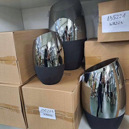 Wazon Szklany Srebrno-Czarny - Wysokość 22 cm glamour