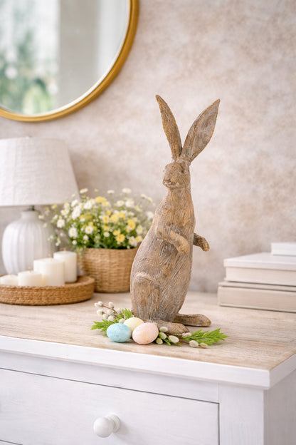 Królik Zając Zajączek boho figurka wielkanocna naturalna dekoracja domu