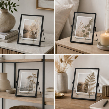 Ramka na zdjęcia czarna float stawiana pływająca loft zdjęcie13x18 metalowa