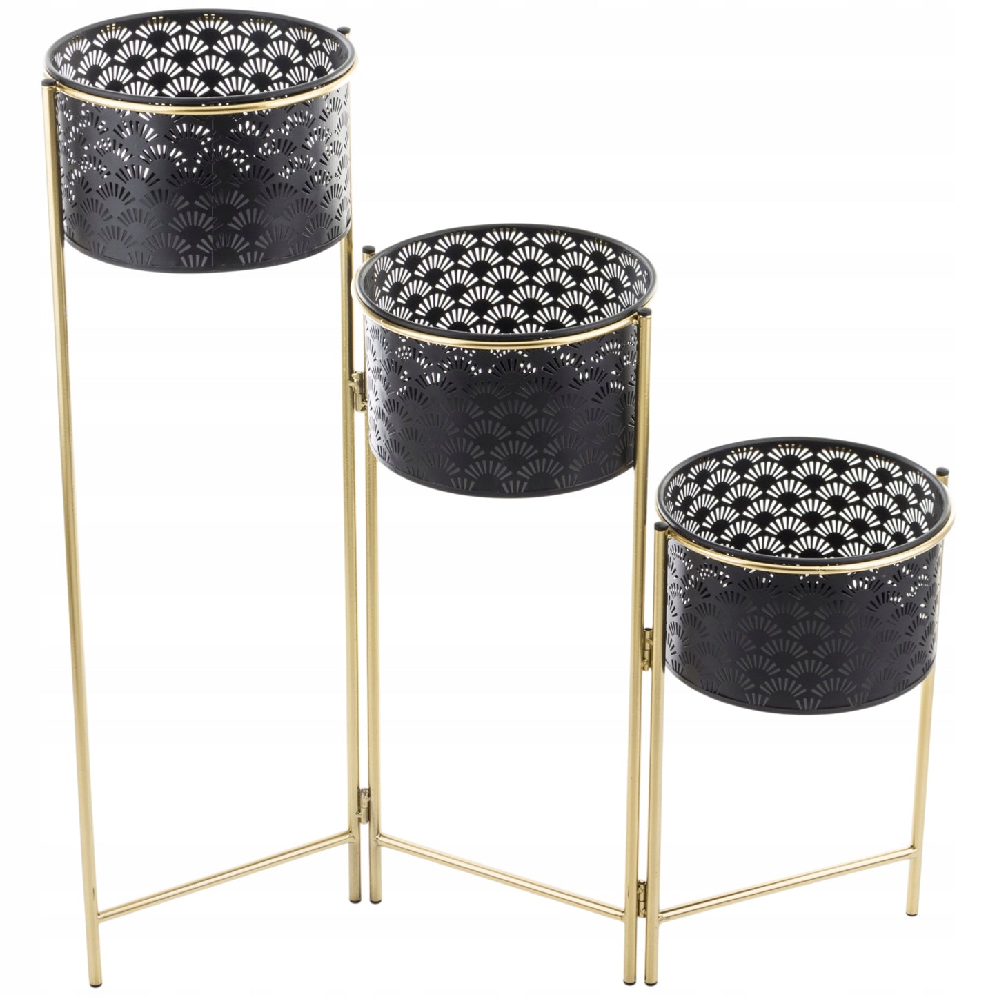 Kwietnik metalowy ażurowy czarny złoty loft glamour 70 cm