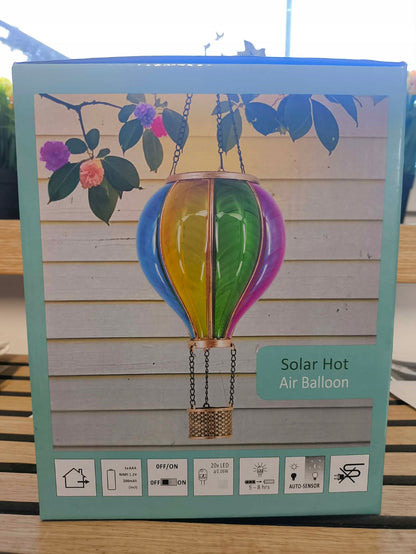 Lampa dekoracyjna solarna balon płomyk led czujnik zmierzchu 19x62 cm